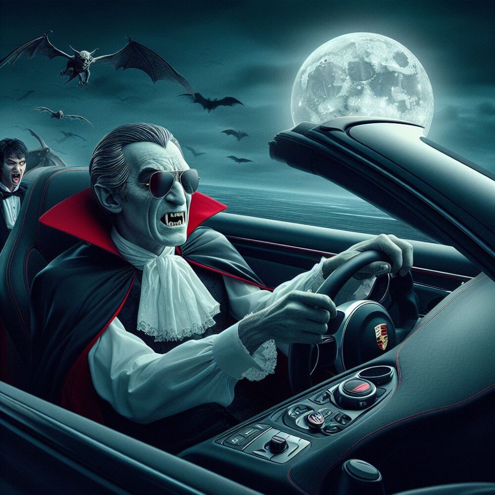 Dracula 1 of 1 Porsche,  car moon night porsche sunglasses