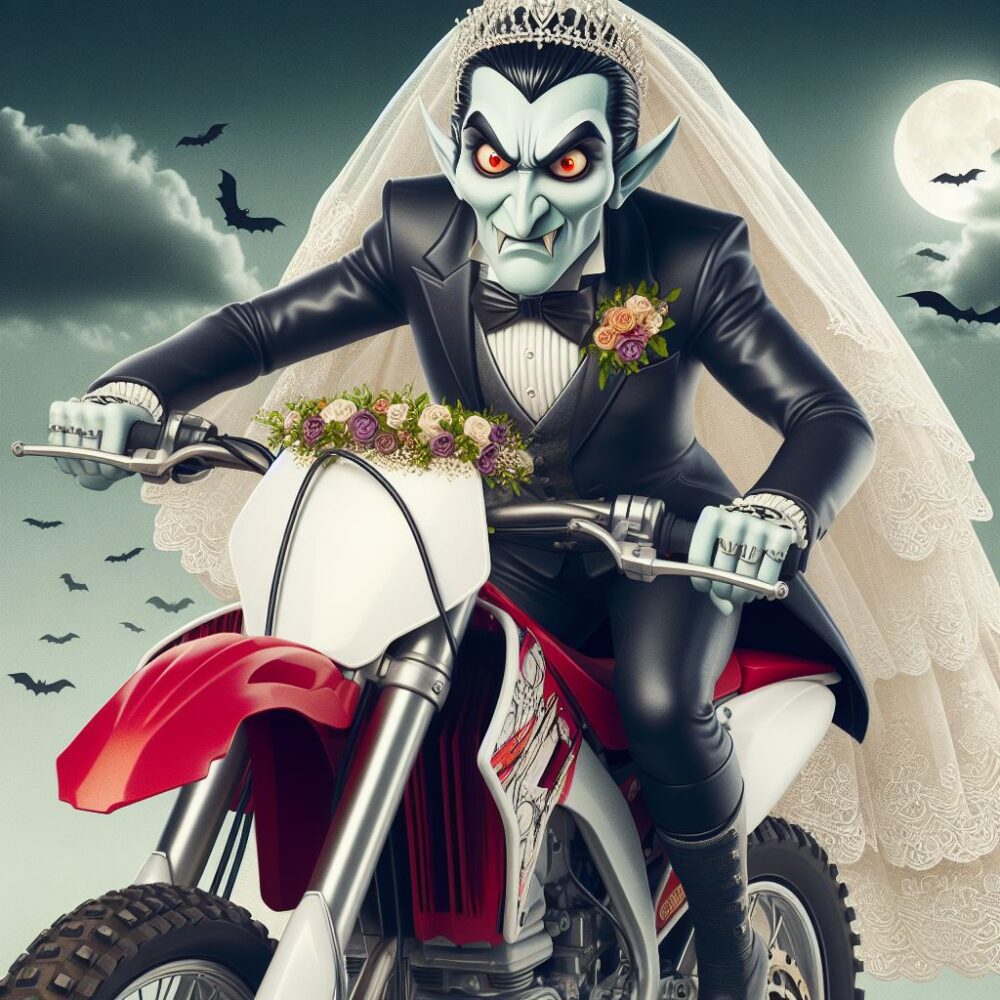 Runaway bride,  bride escape moto motocross motorcycle wedding