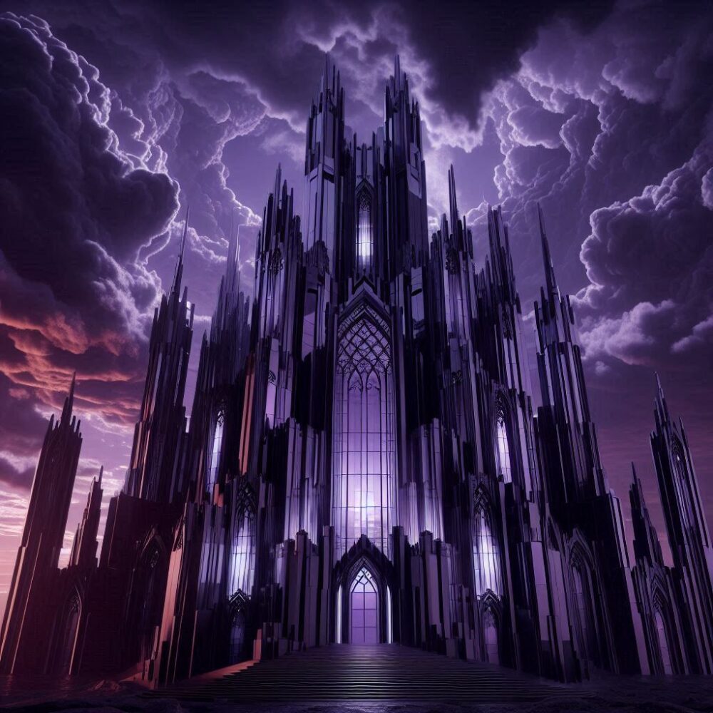 New castle,  castle cloud dark glass gothic purple