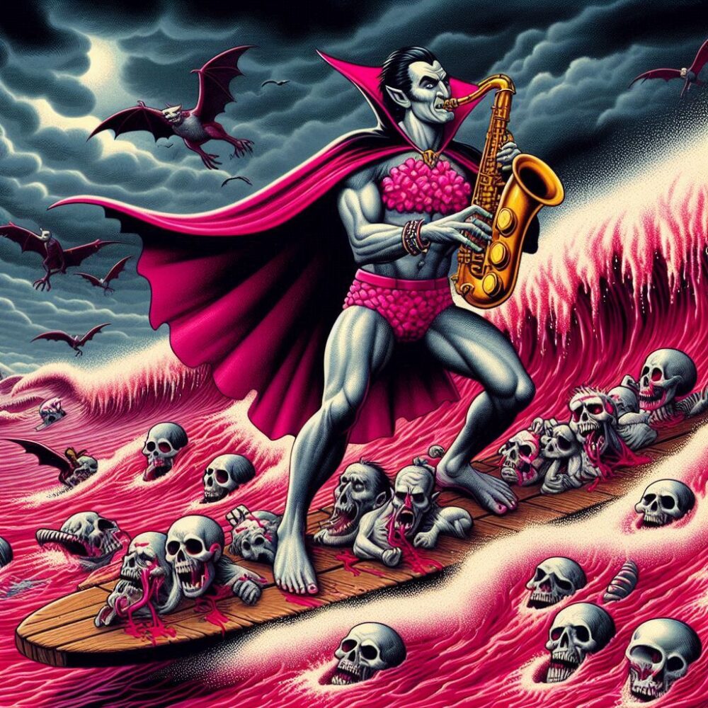 Surf in the Sea of Blood,  blood sax sea skull skulls surf