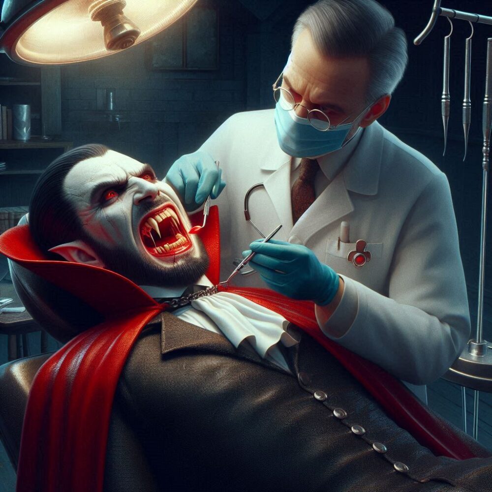 The Vampire’s Cure,  canines cavities dentist mouth teeth