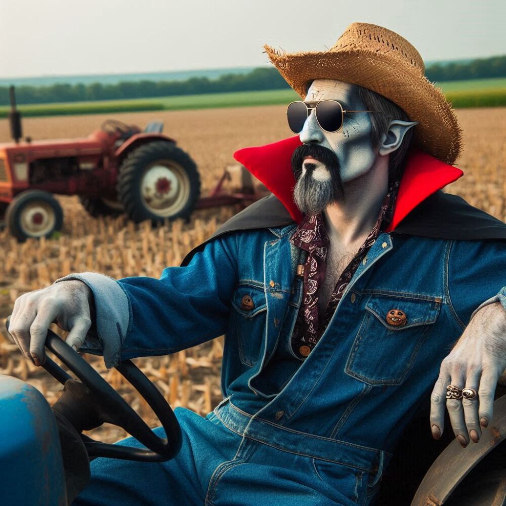 The Count of Crop Rotation,  countryvampire denimdracula farmlife farmtotable fromfangstofarms garlicfreegardening lordoftheland newlife simpleliving sunsafevampire