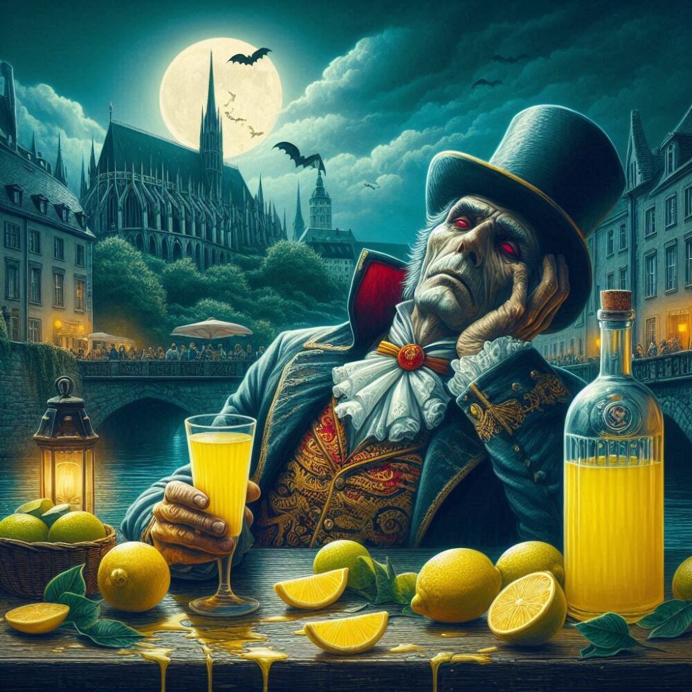 Drunk dracula with limoncello,  dracula drunk limoncello luxembourg