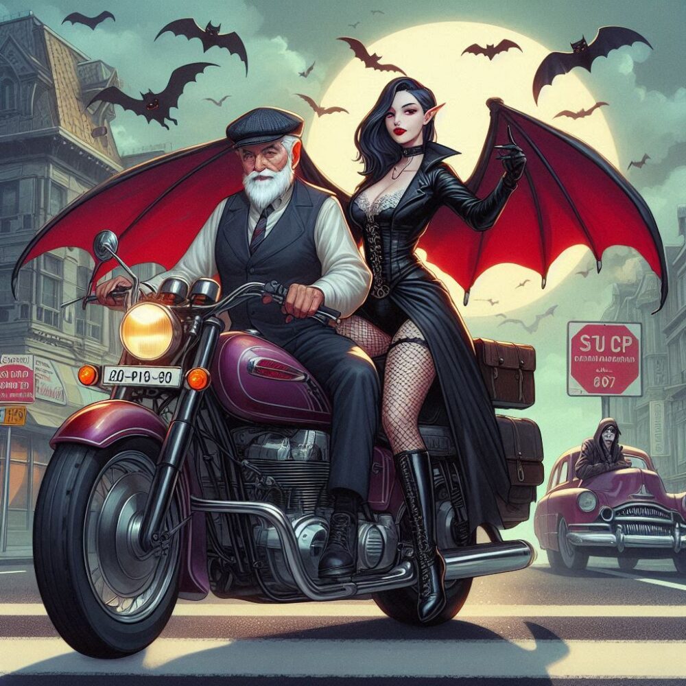 Lady Dracula’s Daring Escape,  bike escape lover motorcycle