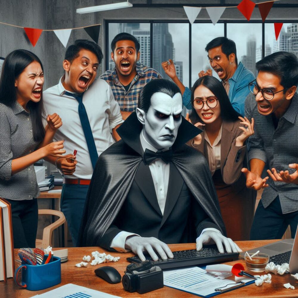 Dracula’s Worst Nightmare: Office Drama,  corporatechaos mondaymood officelife vampireproblems workfromcrypt