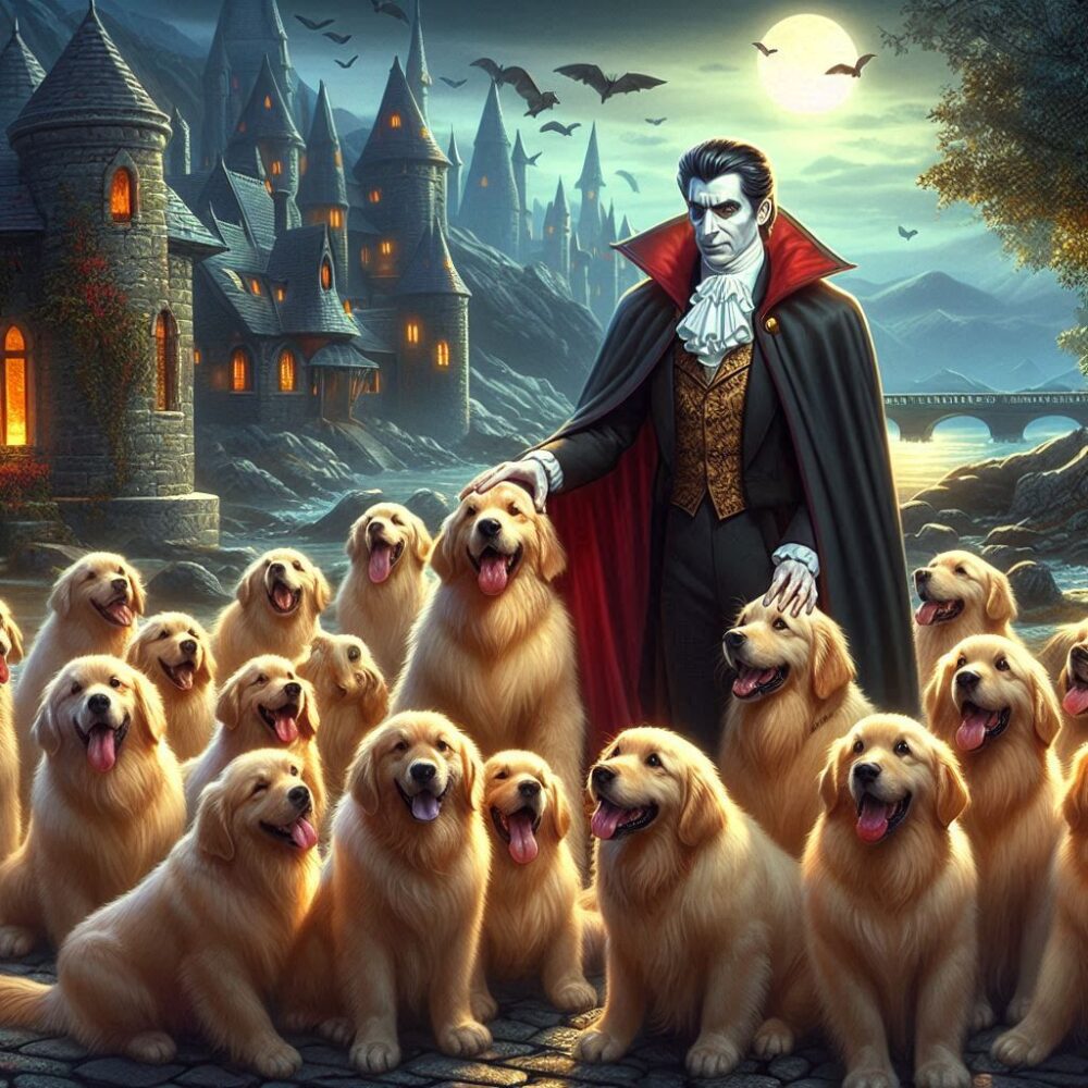 Dracula’s love for goldens,  cute dogs dracula fluffy golden goldenretriever pets