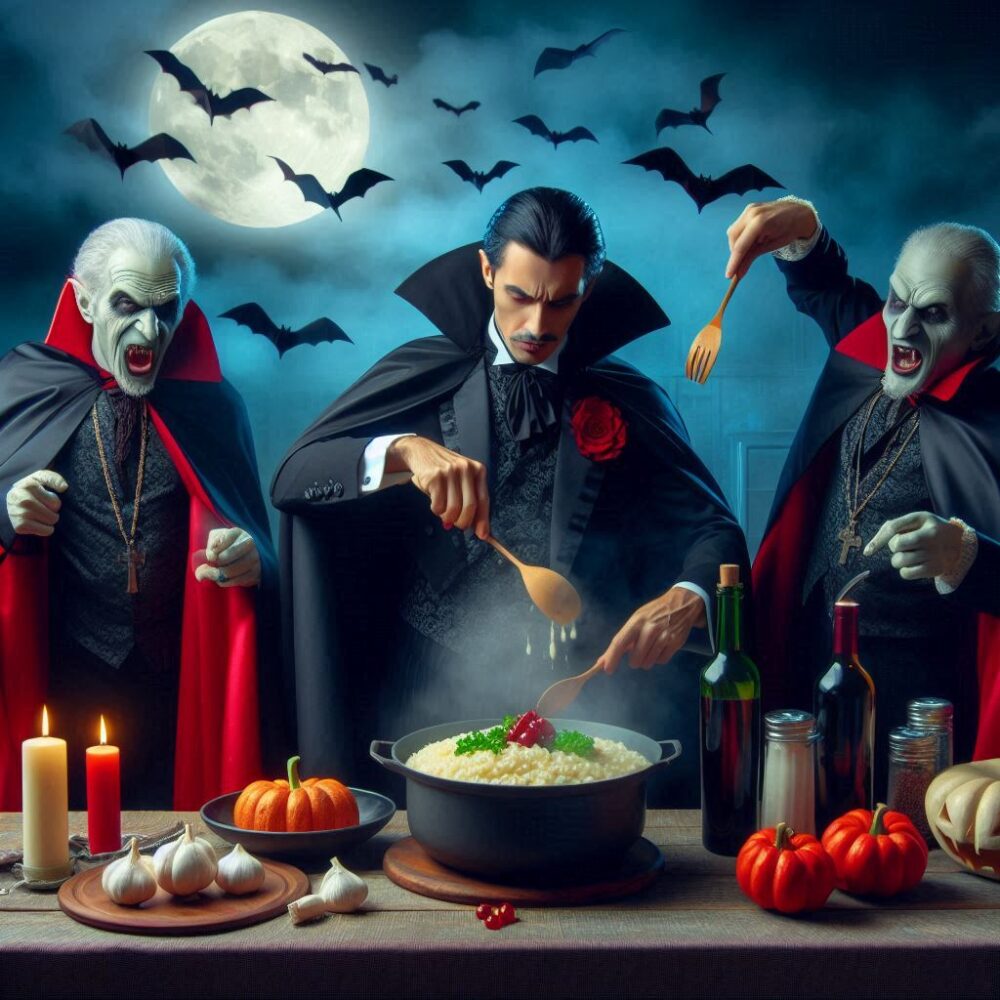 Risotto di Dracula,  garlicrisks halloweenfeast risottoofthenight spookydinner vampirecuisine