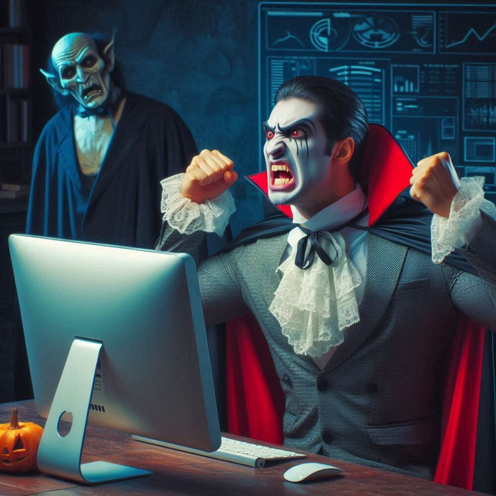 Dracula vs. The WiFi,  gothictechfails techstruggles undeadproblems vampireblogger wifiwoes