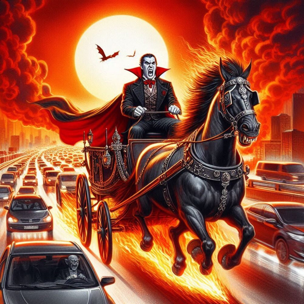 Dracula’s Midnight Traffic Blitz,  fire horse night traffic